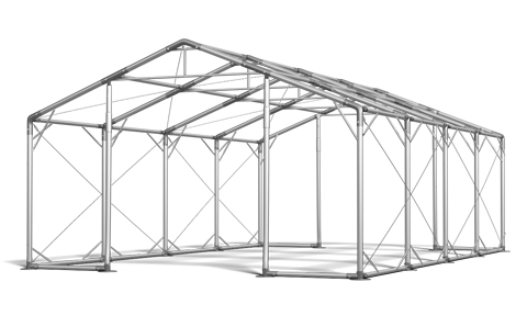 Zelthalle Polar P50 Konstruktion stahl verzinkt stabil Einfahrtsrohre Seitenspannseile Seitenstützen